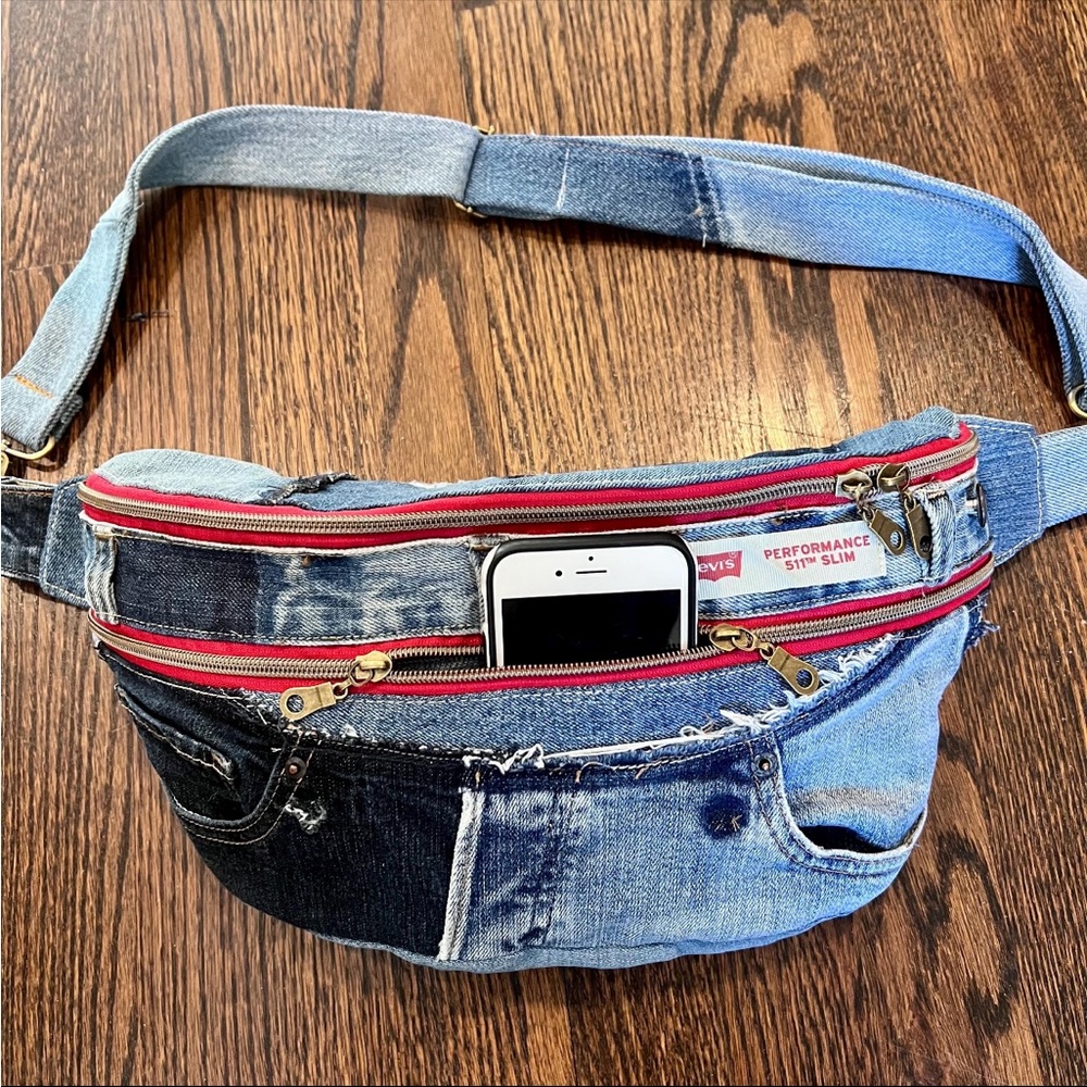 Denim belt bag bum bag Fanny pack sling patchwork